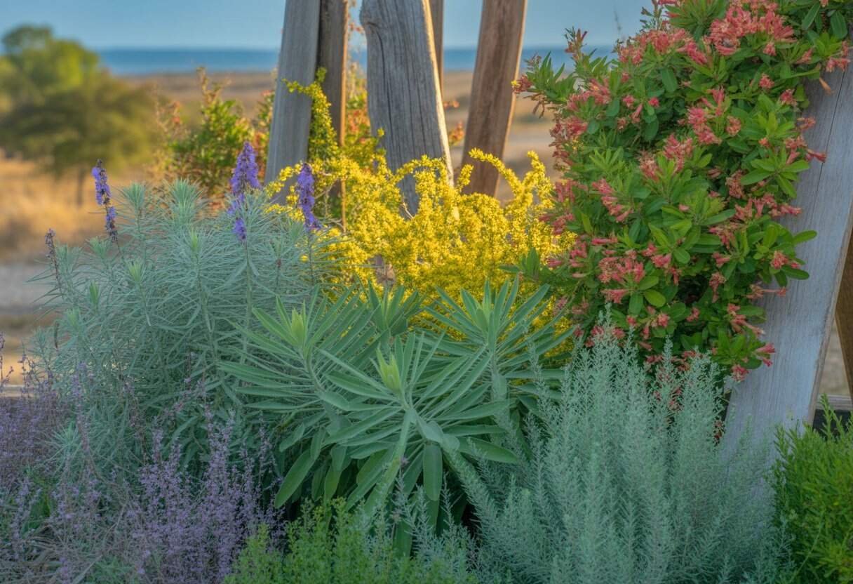 San Antonio Native Plants: A Guide to Local Flora for Sustainable Landscaping 3 A close-up view of various native plants in San Antonio, including green leaves and colorful flowers, in a sunny outdoor garden setting.